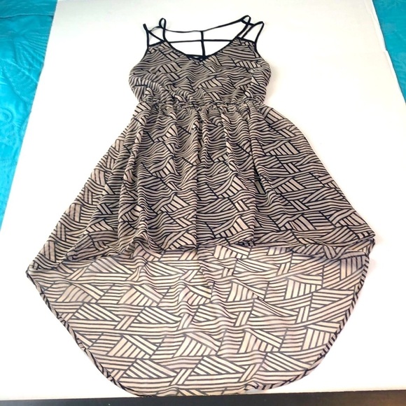 Double Zero Womens Dress Tan/Black Stripes Flowy Crisscross Straps Size S - Picture 10 of 15